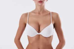 Woman wearing a white bra